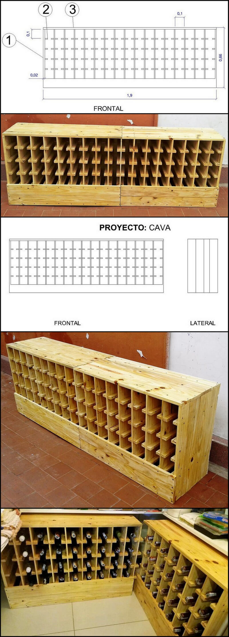diy wood pallet bottle rack with diagram