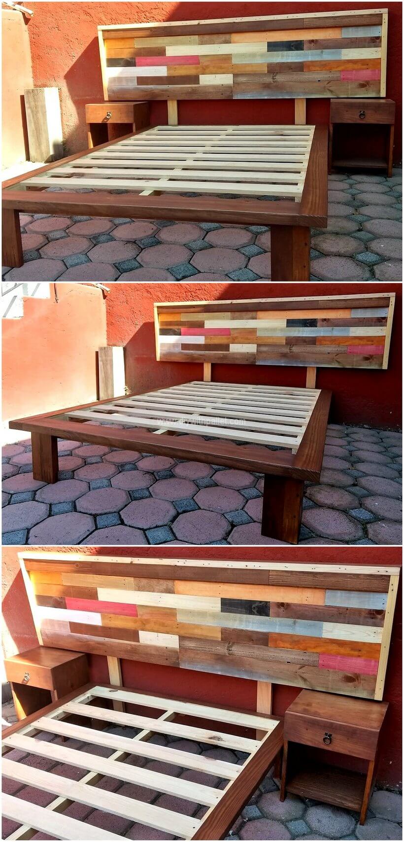 pallet bed frame with headboard