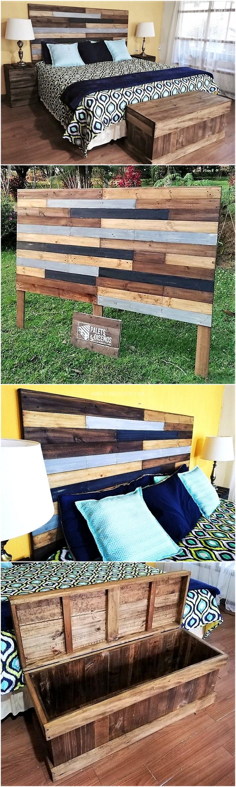 pallet bed headboard and trunk