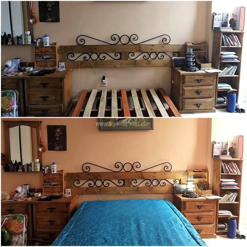 pallet bed with side tables