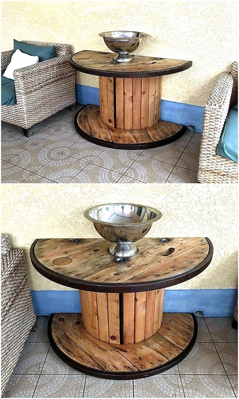 pallet cable reel side table plan