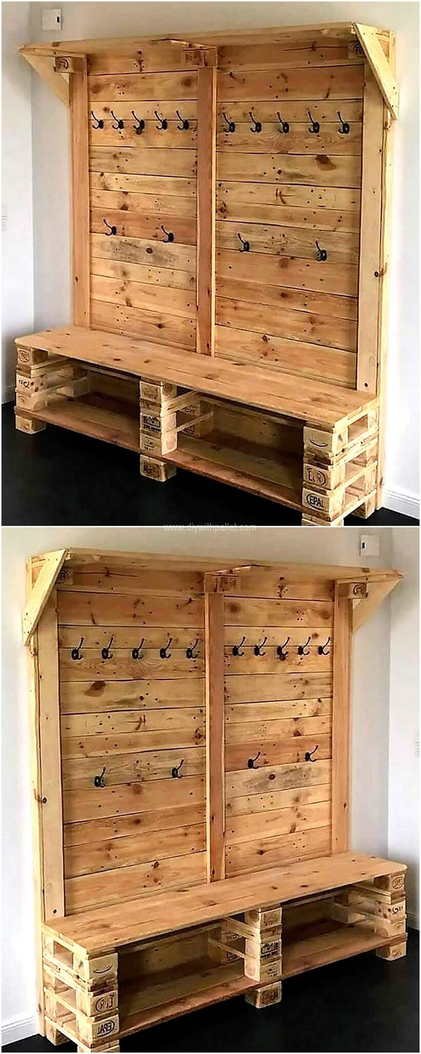 pallet coat hanger and shoe rack