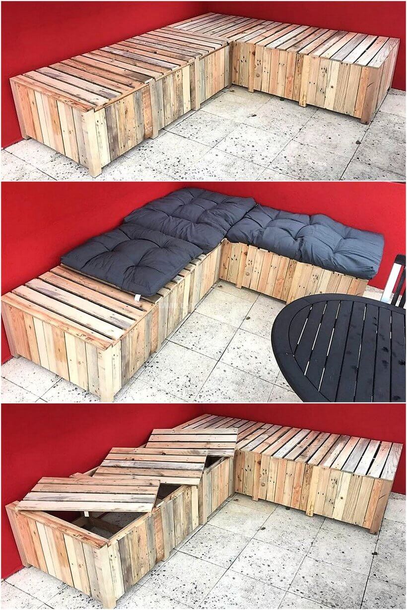 pallet corner seating with storage