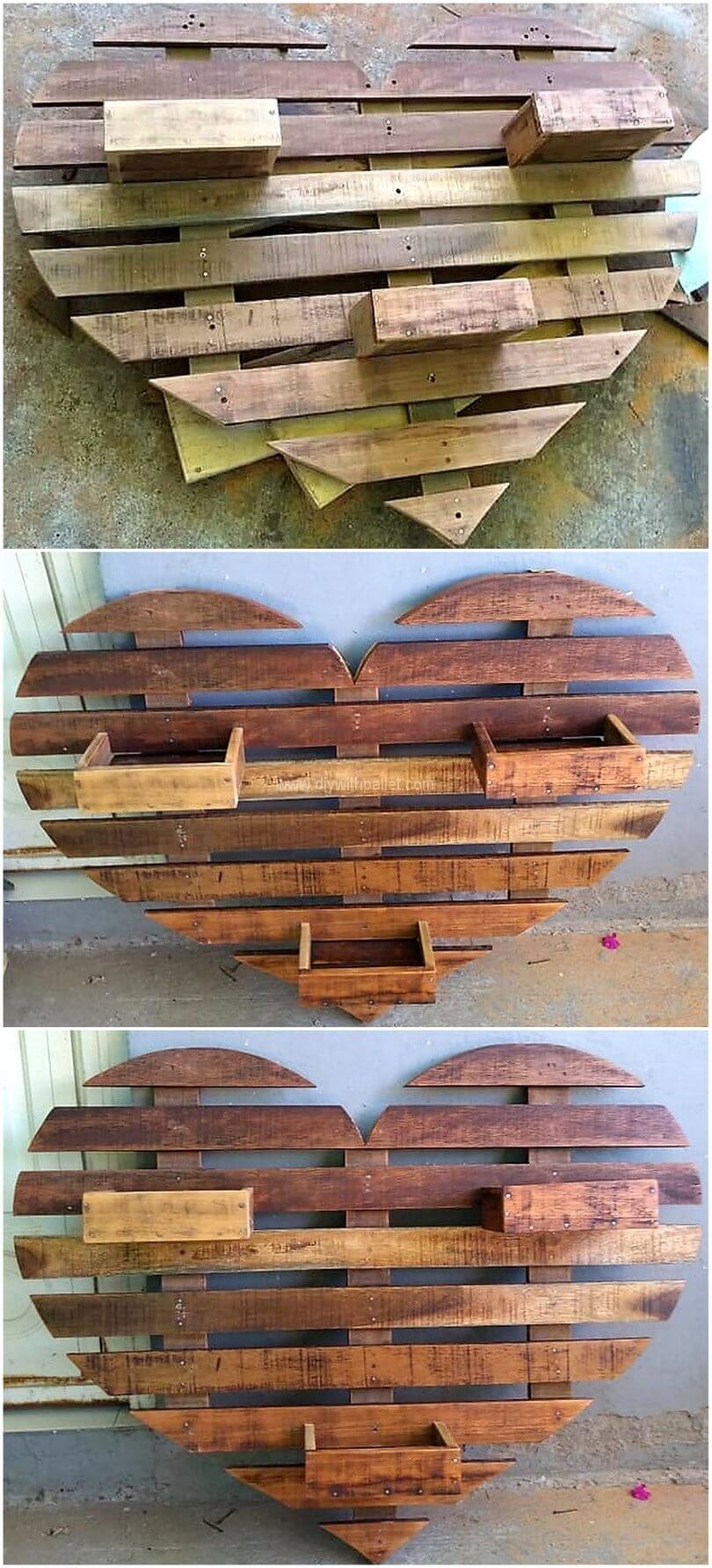 pallet heart shape planter