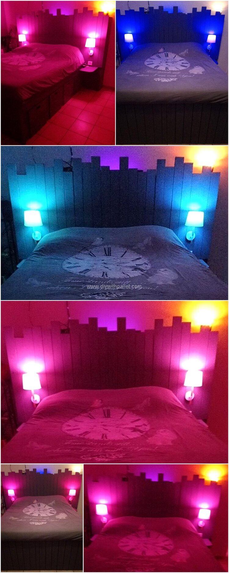 pallet lighted bed headboard
