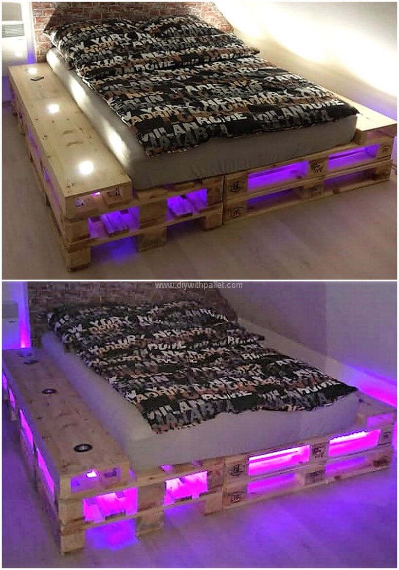 pallet lighted bed idea