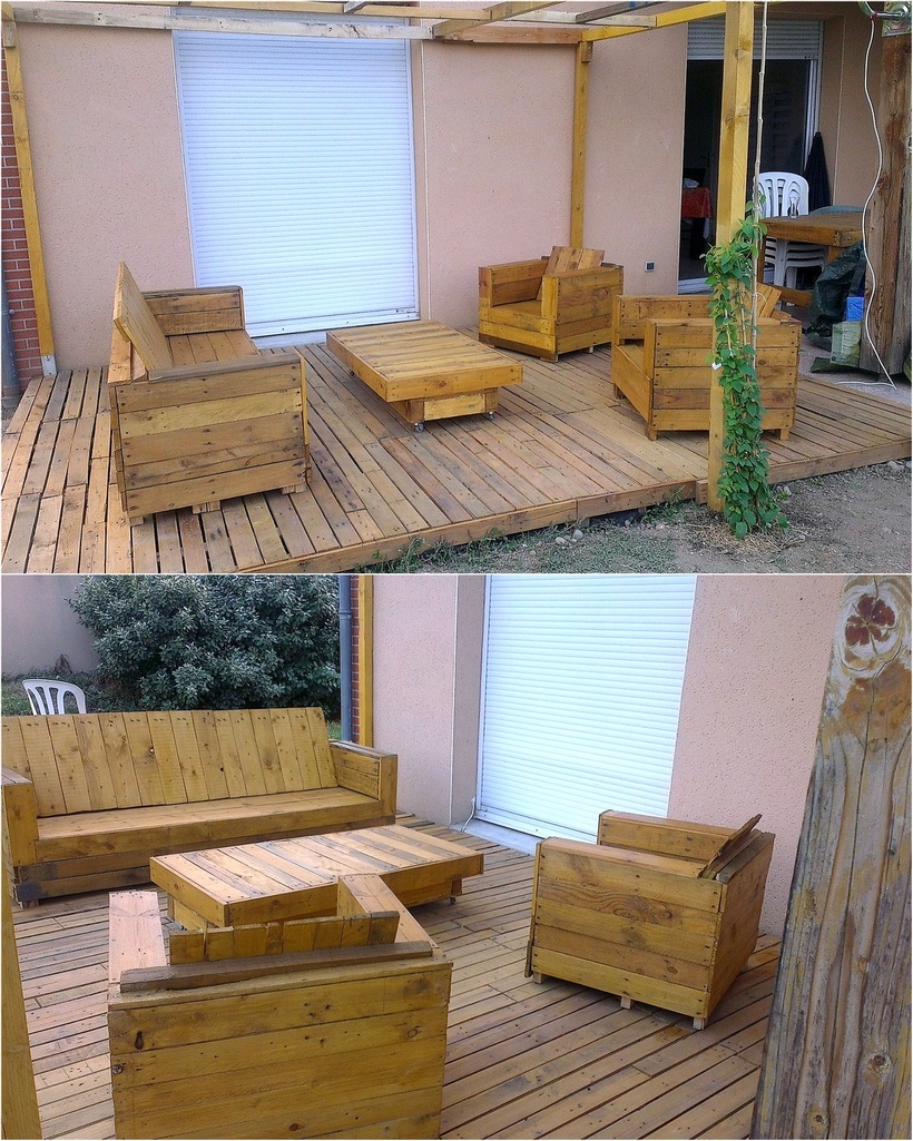 pallet patio deck with furniture