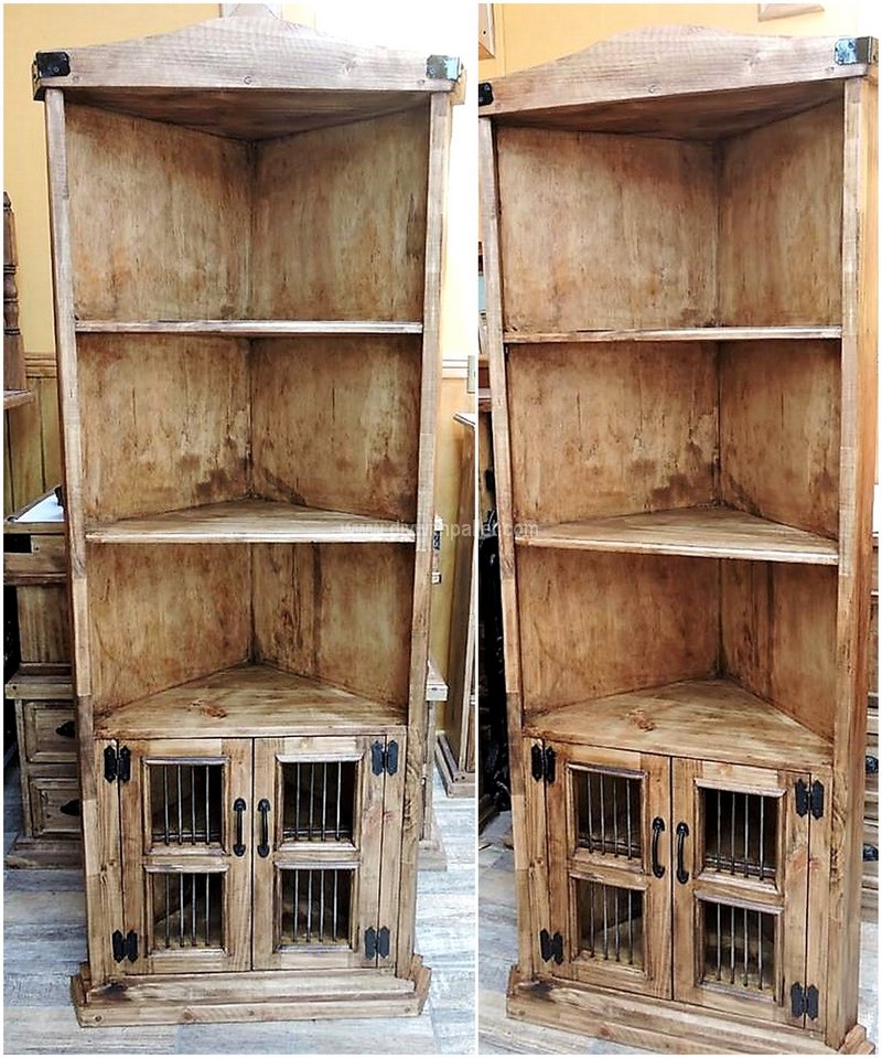 pallet rustic look corner cupboard