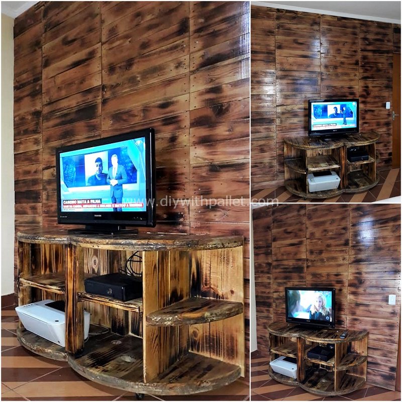 pallet tv stand with wall art