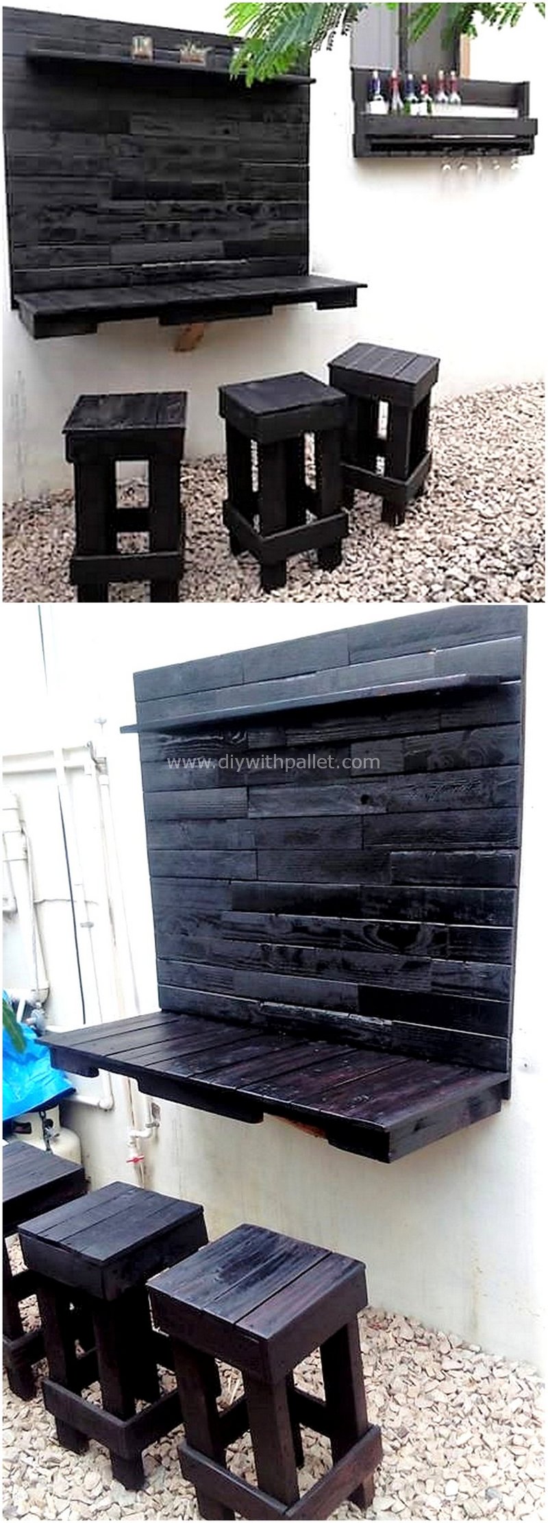 pallet wall attached bar plan