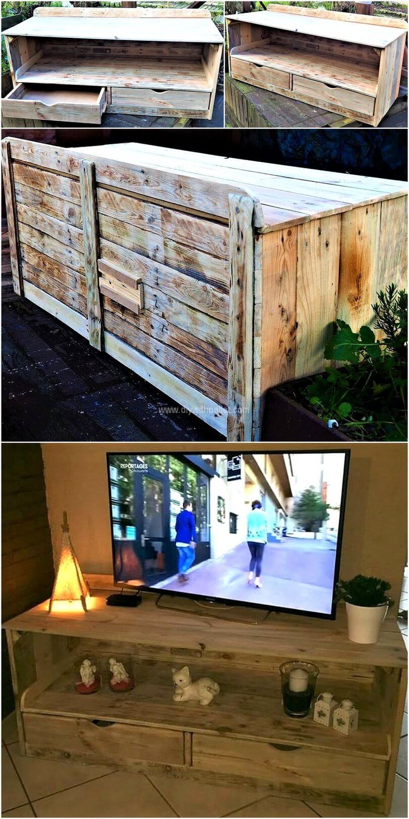 pallet wood rustic tv stand