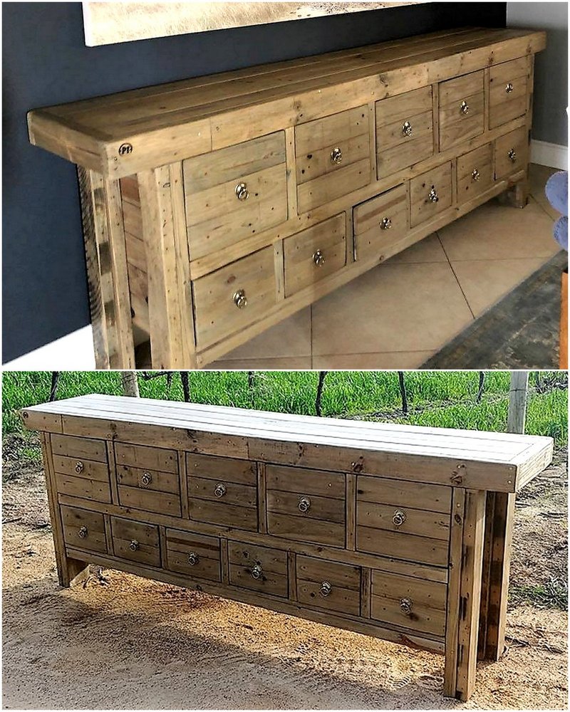 pallets drawers entrance table plan