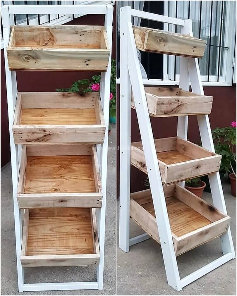 pallets made fruits and vegetables rack