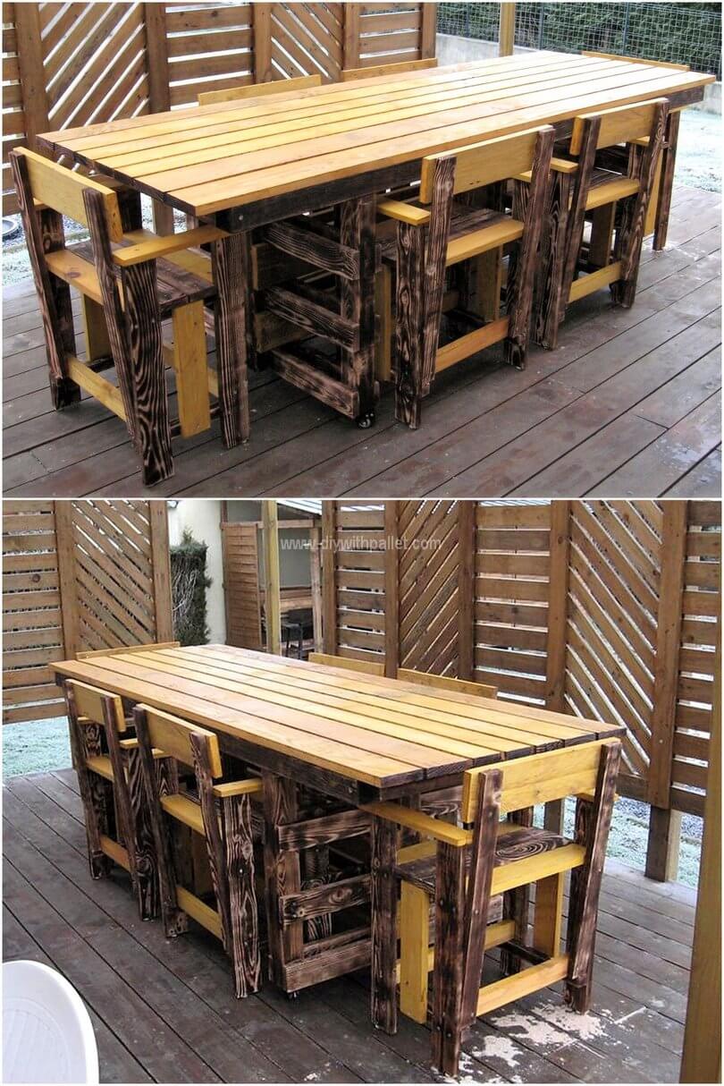 recycled pallets dining set