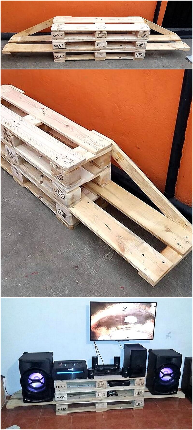 recycled pallets tv stand 1