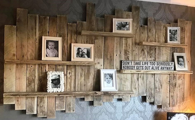 recycled pallets wall shelf