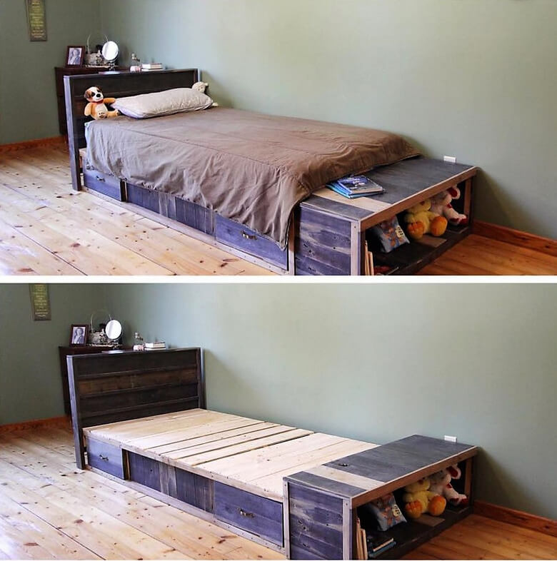 recycled wooden pallet bed