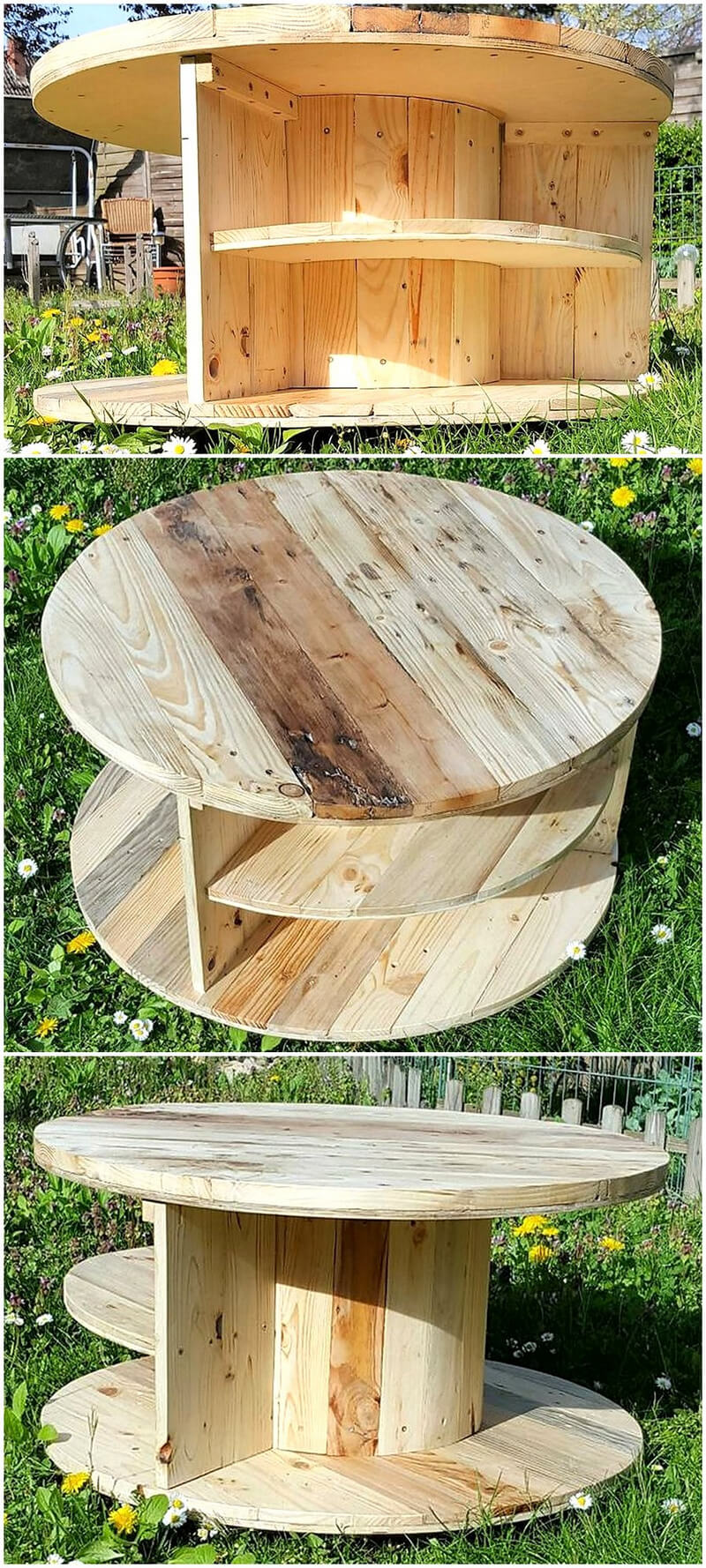 repurposed pallet cable reel patio table