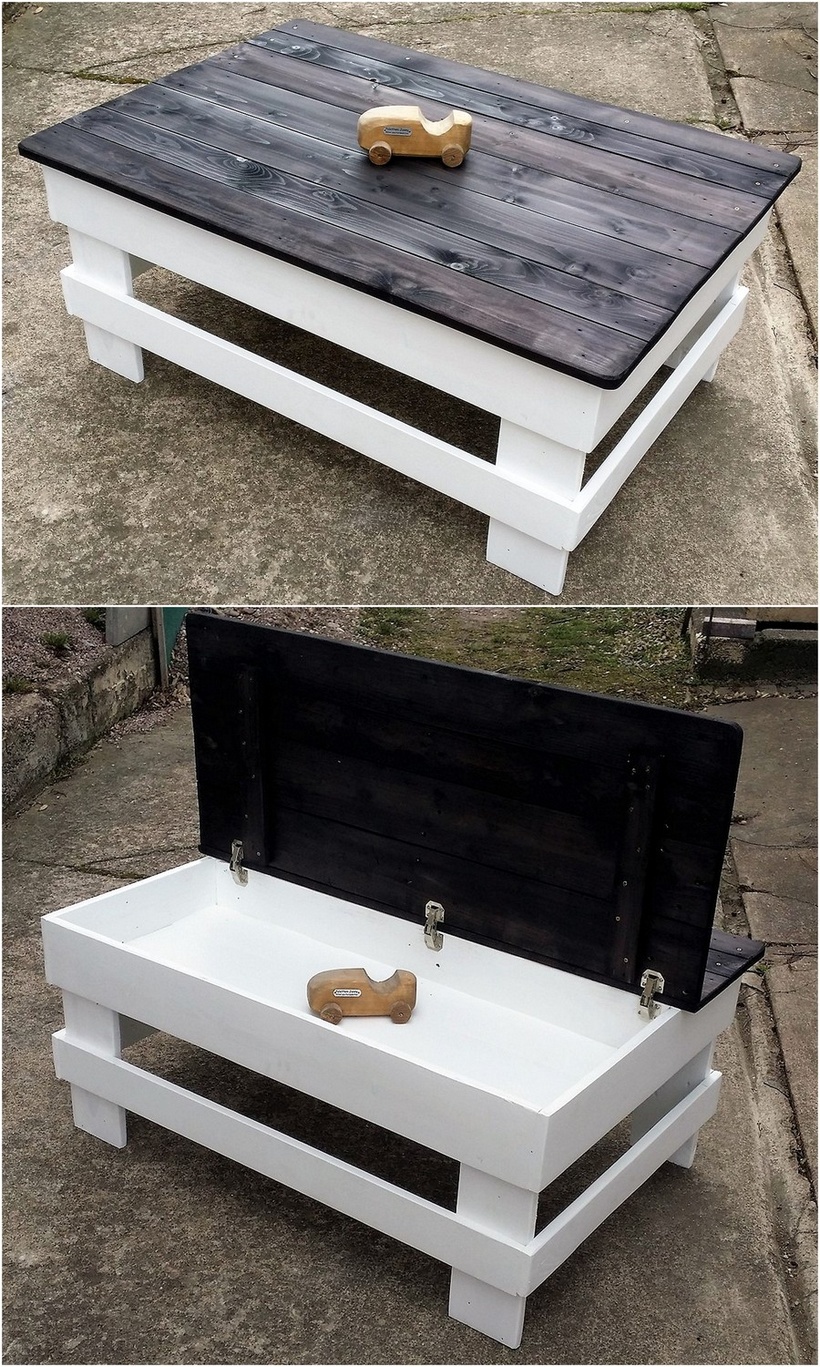 repurposed pallet table with storage