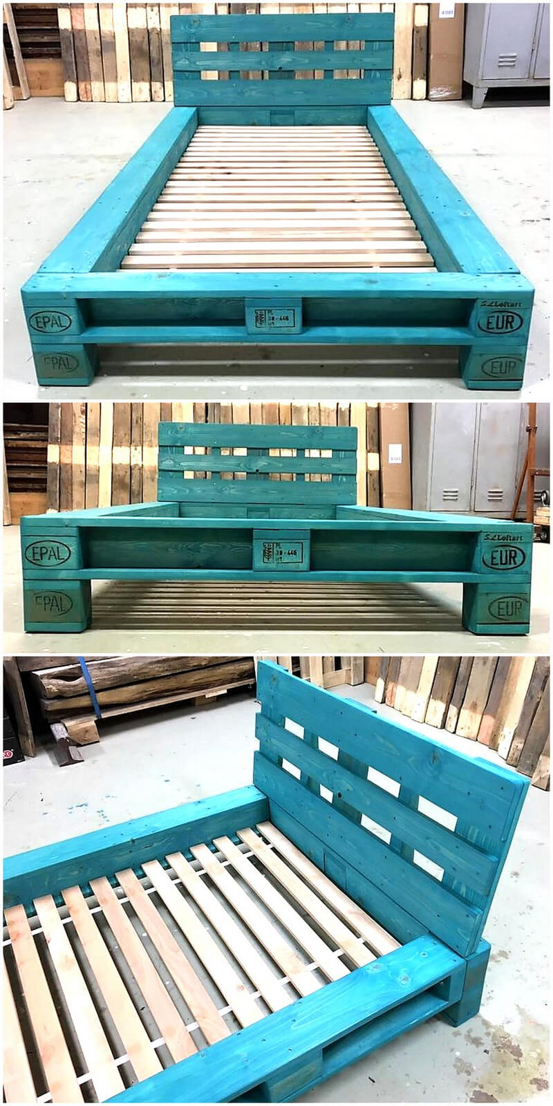 repurposed pallets bed frame