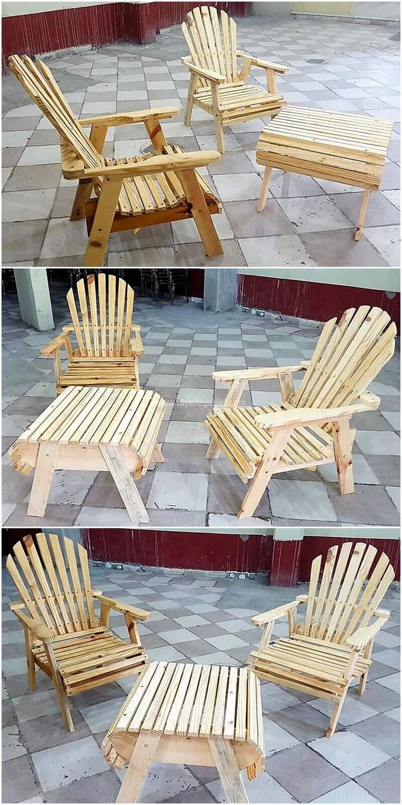 wood pallet chair set