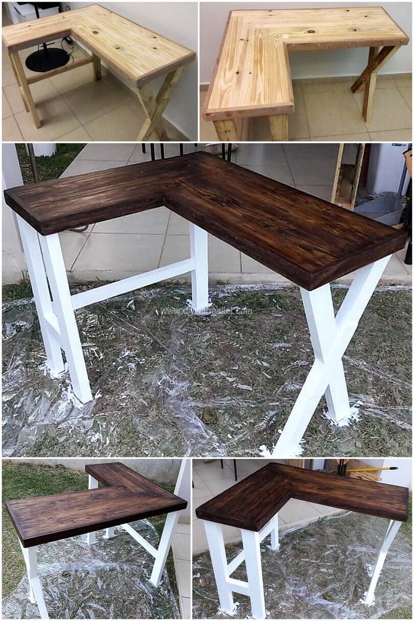 wooden pallet corner desk