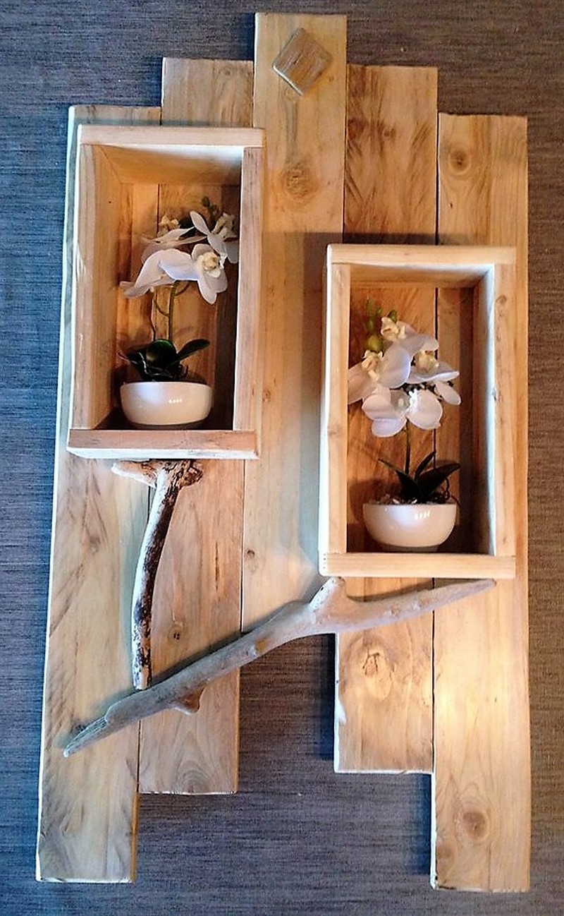 wooden pallet wall shelf art