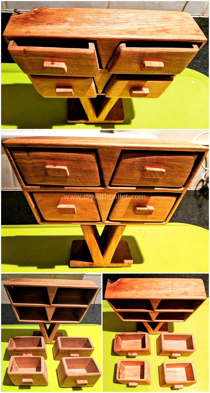 wooden pallets side table with drawers
