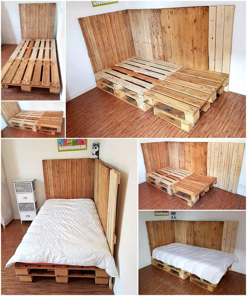 diy pallets wood corner bed