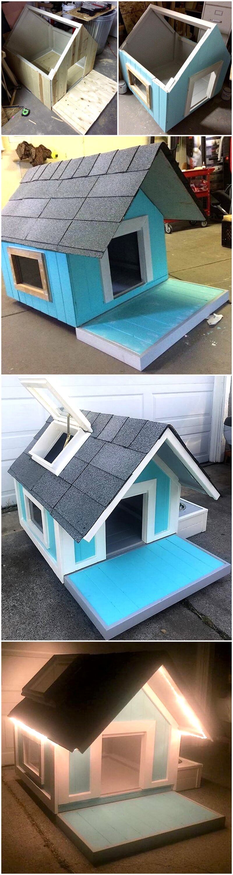 diy wooden pallets dog house plan