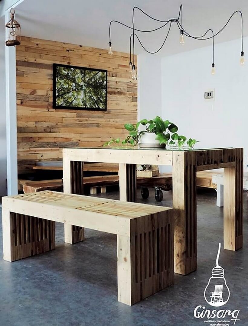pallet dining set and wall art