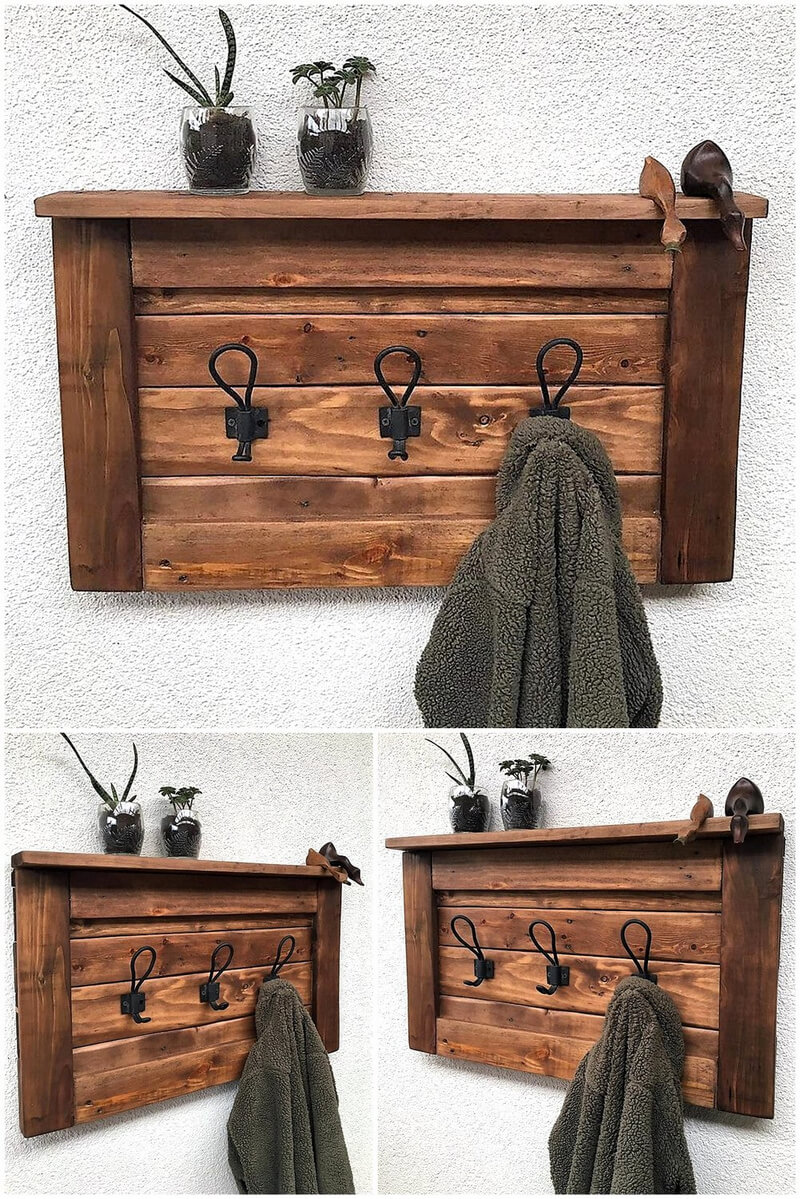 pallet rustic shelf cum hanger