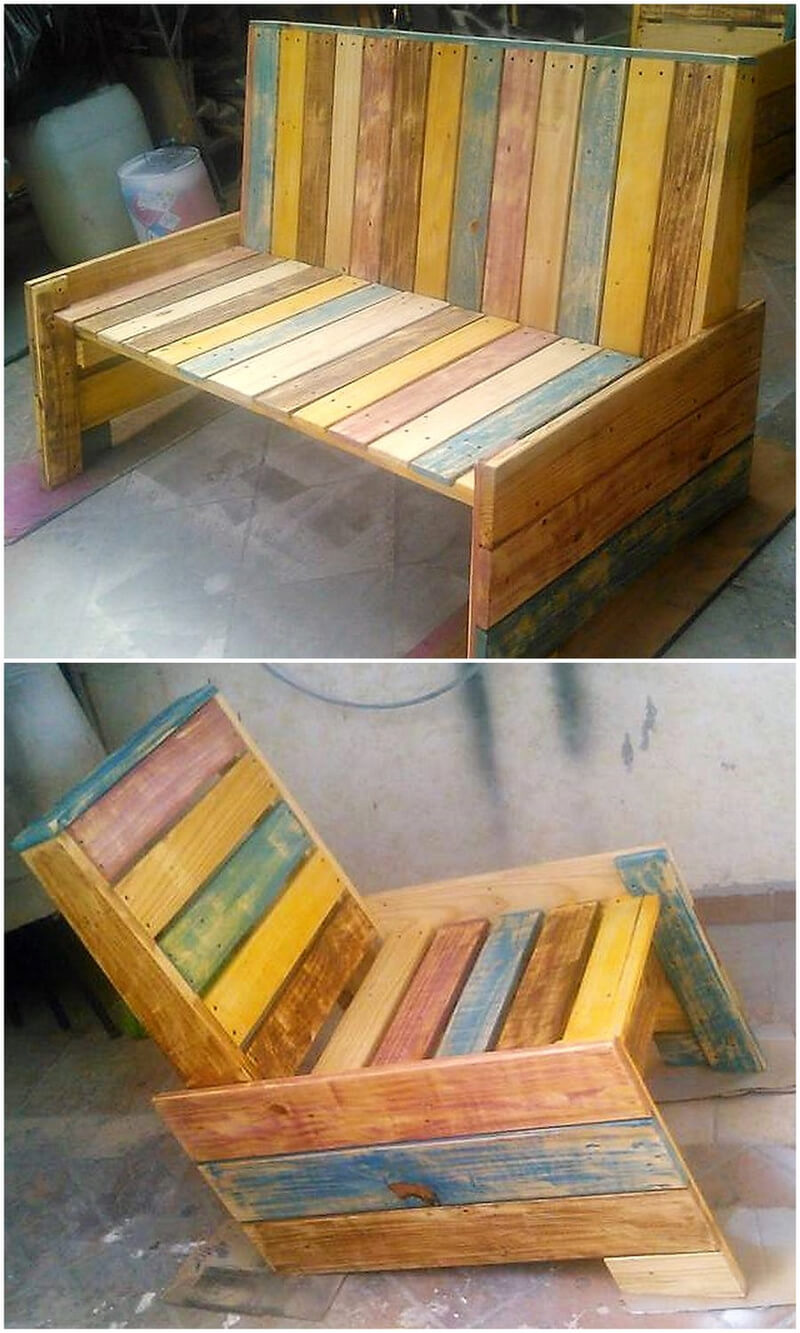 pallets rustic bench and chair