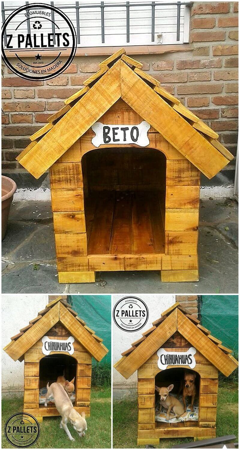 reused wood pallet dog house idea