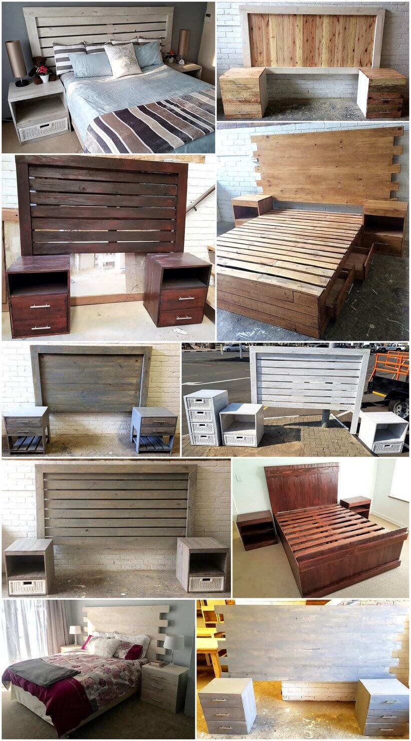 wood pallet beds with bedside tables