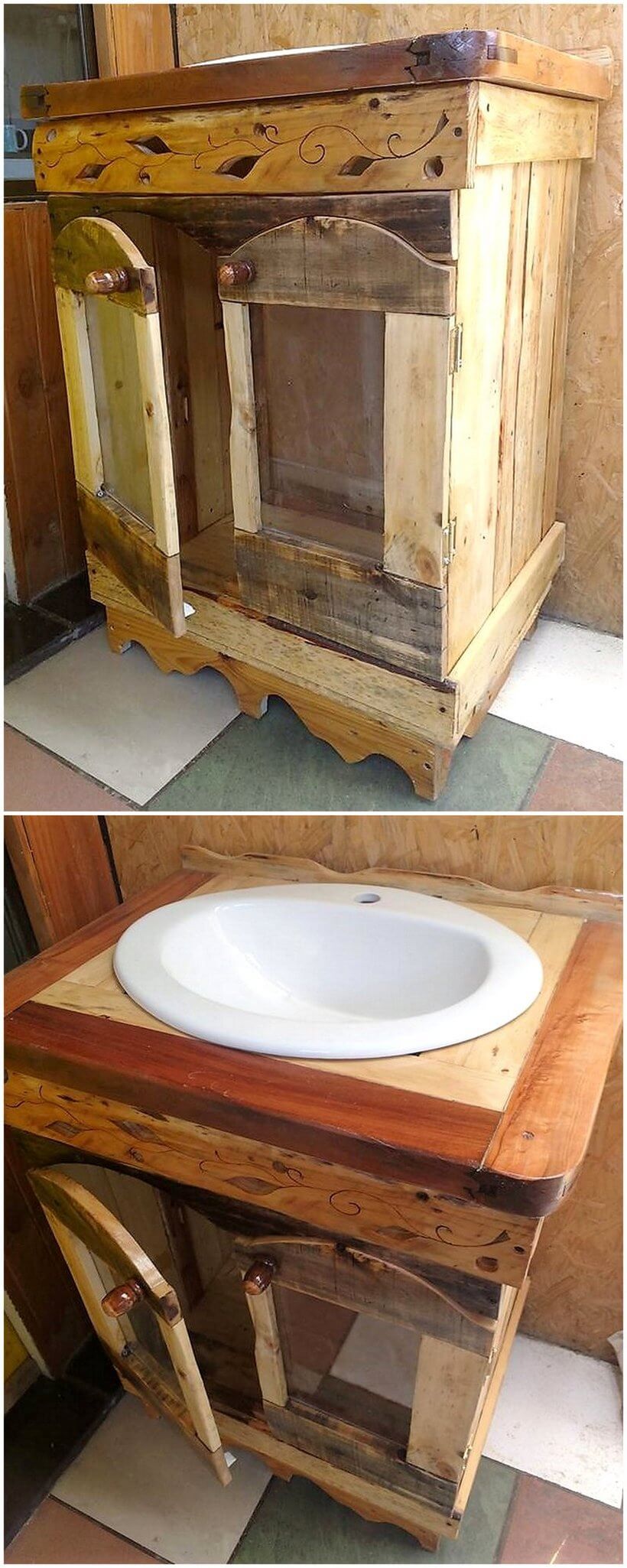 wood pallet rustic basin plan