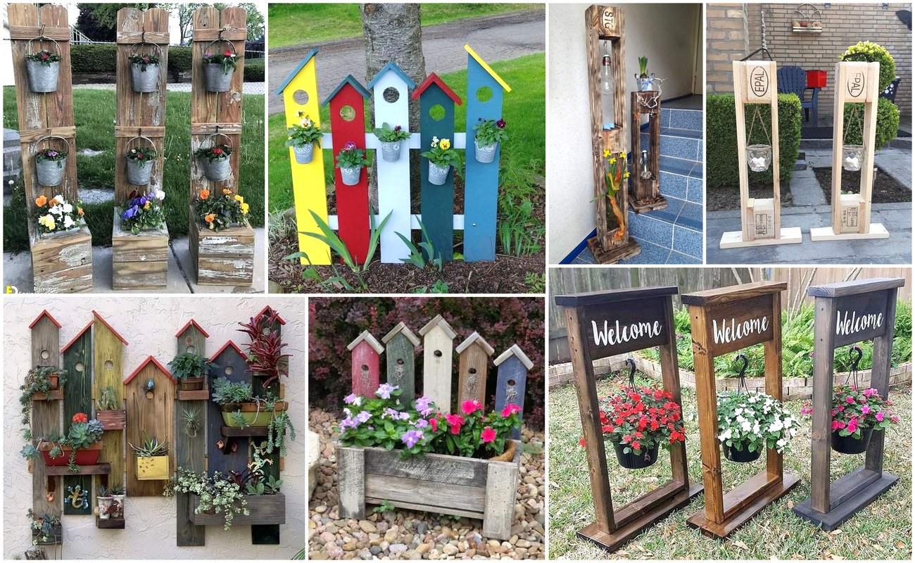 DIY Wooden Pallet Garden Decor Stand Ideas