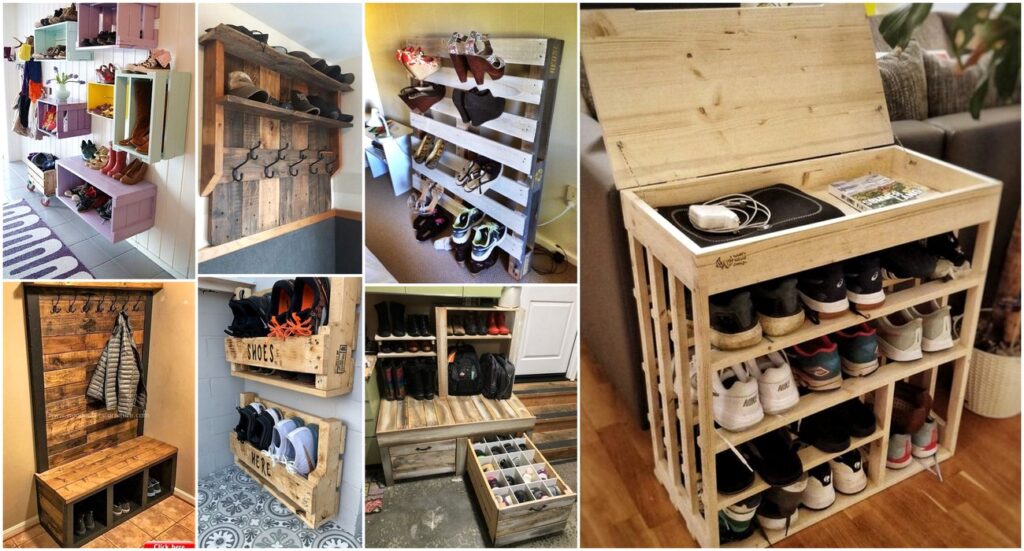 Wood Pallet Shoe Rack DIY Ideas Wood Pallet Creations Wood Pallet Shoe Rack DIY Ideas 1024x551