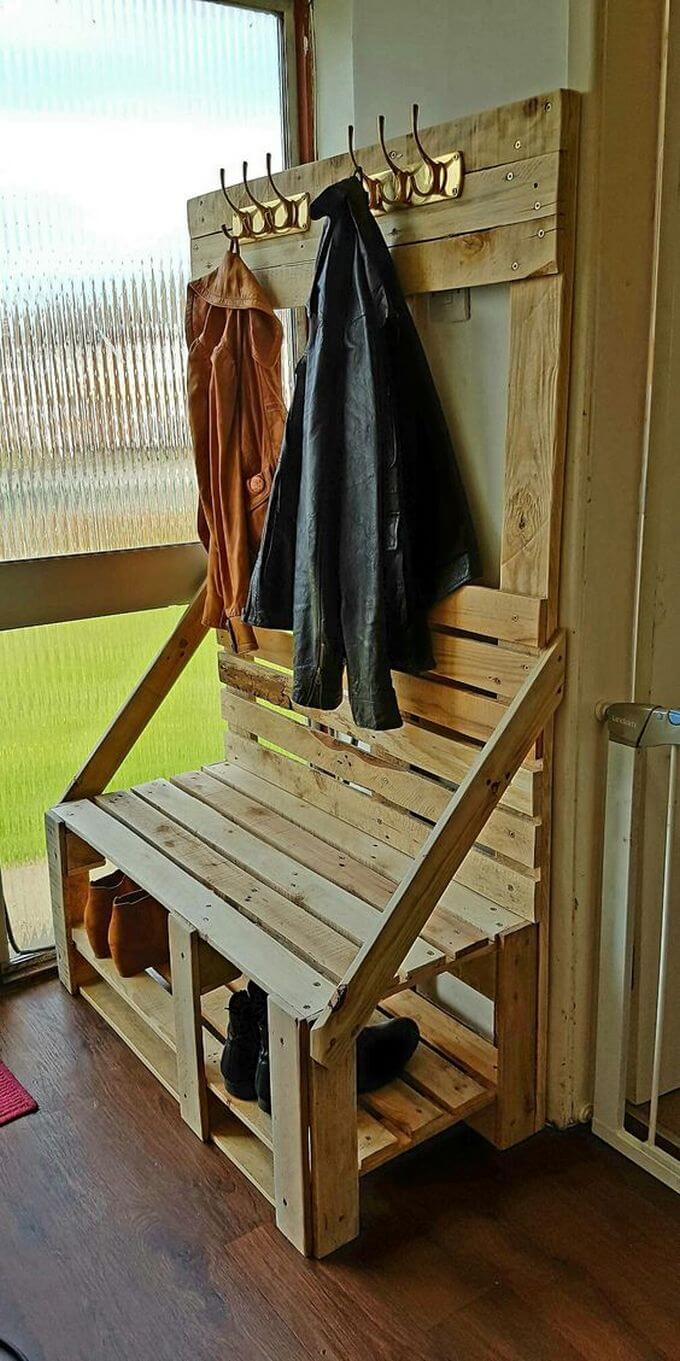 pallet shoe rack with coat hanger 6