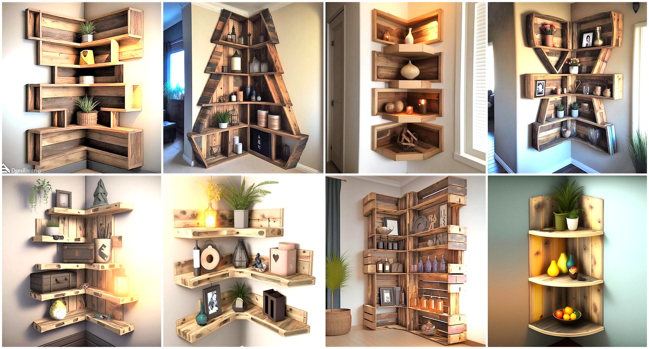 Amazing Design Ideas for Wood Pallets Corner Shelves