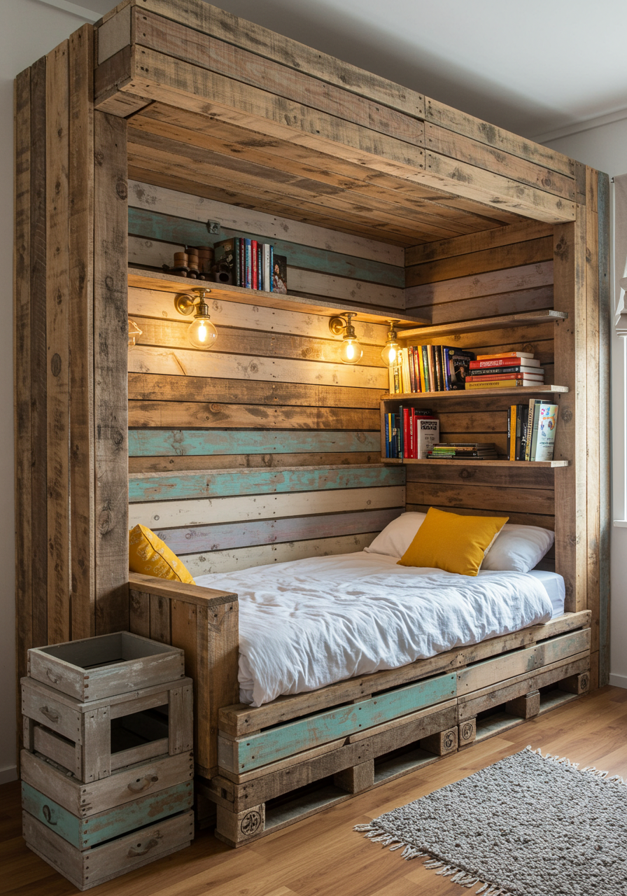 wood pallet made reading nooks (6)
